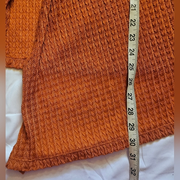 Allison Daley Womens Orange Textured Open Front Long Sleeve Cardigan Size Large - Picture 6 of 8